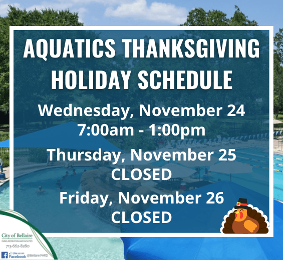 Aquatics Thanksgiving Schedule
