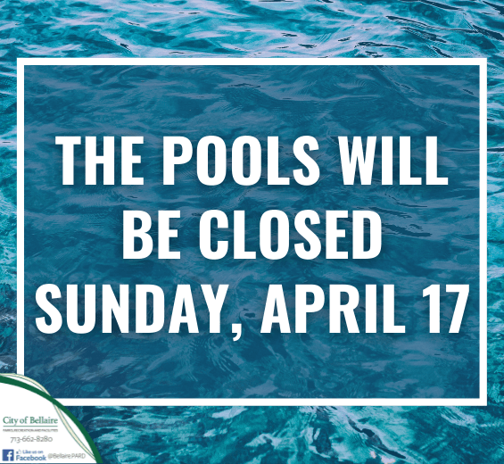 Pools Closed April 17 - Easter