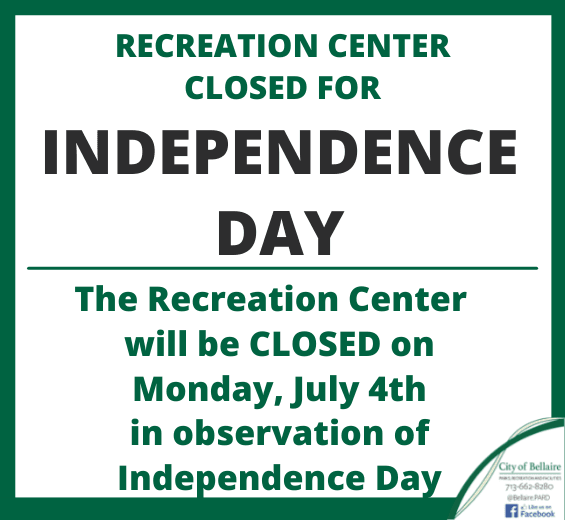 Recreation Center closed July 4 for Independence Day