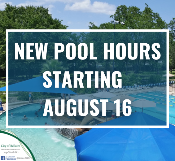 NEW POOL HOURS STARTING AUGUST 16